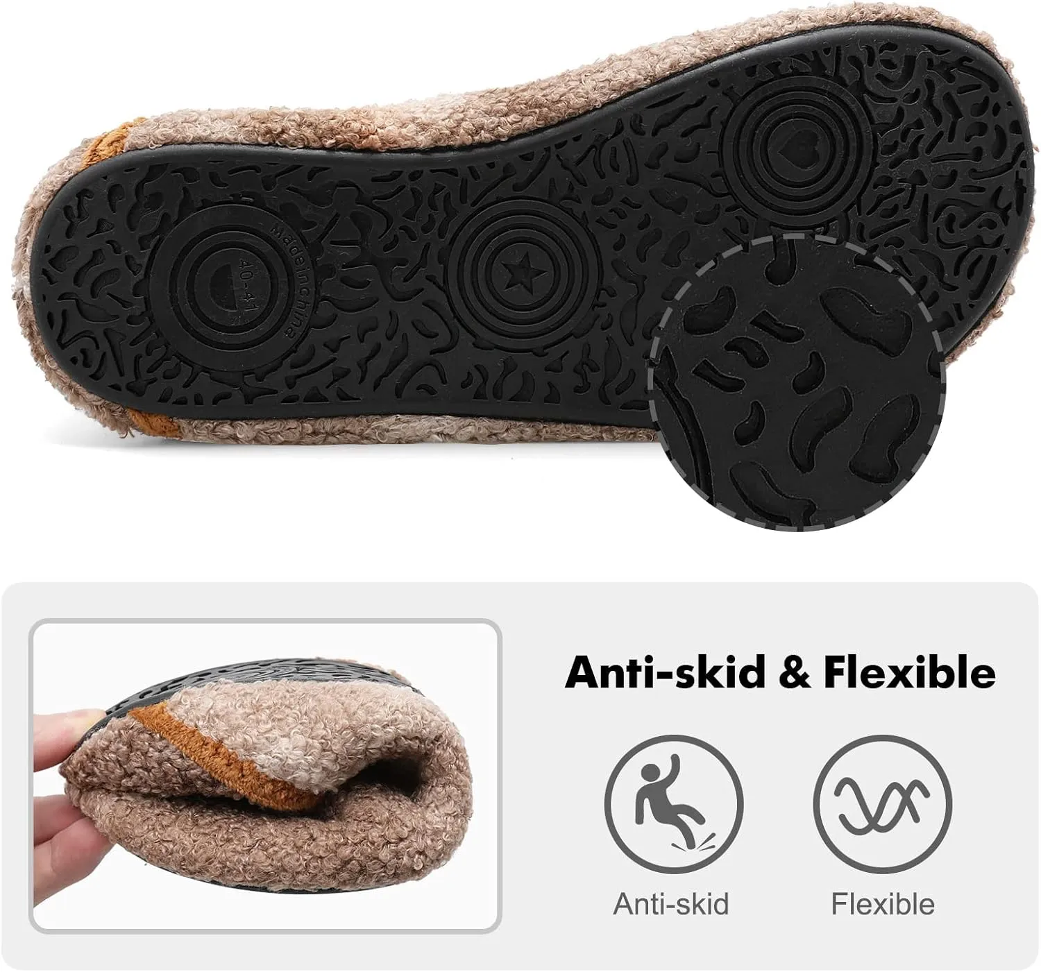 XIHALOOK House Slippers for Women Men Cozy Sock Shoes with Soft Rubber Sole Slip On for Indoor/Outdoor