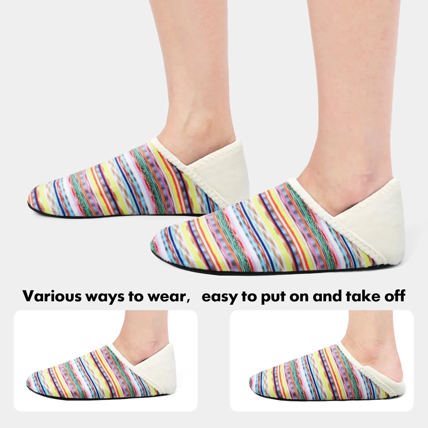 XIHALOOK House Slippers for Women Men Cozy Sock Shoes with Soft Rubber Sole Slip On for Indoor/Outdoor