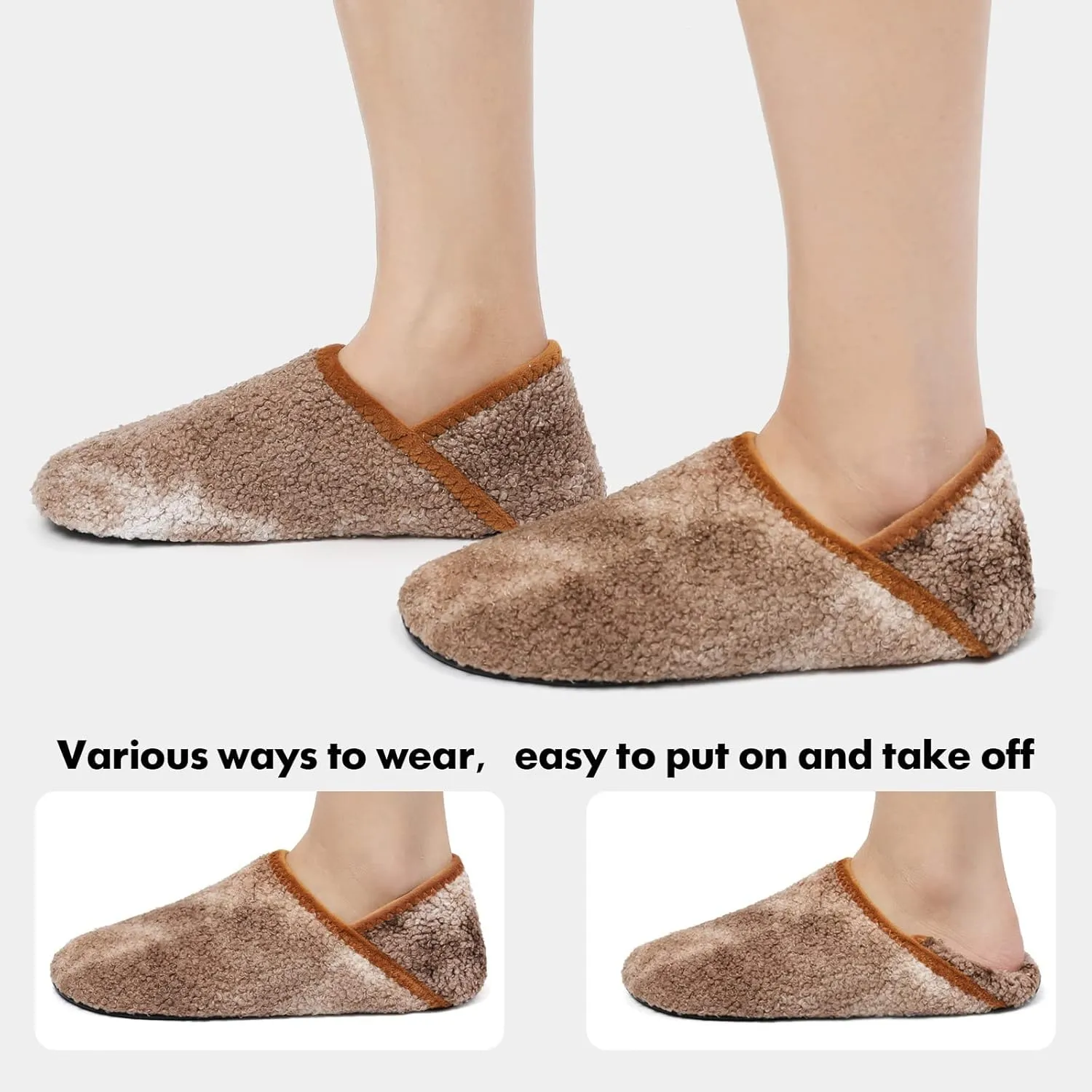 XIHALOOK House Slippers for Women Men Cozy Sock Shoes with Soft Rubber Sole Slip On for Indoor/Outdoor