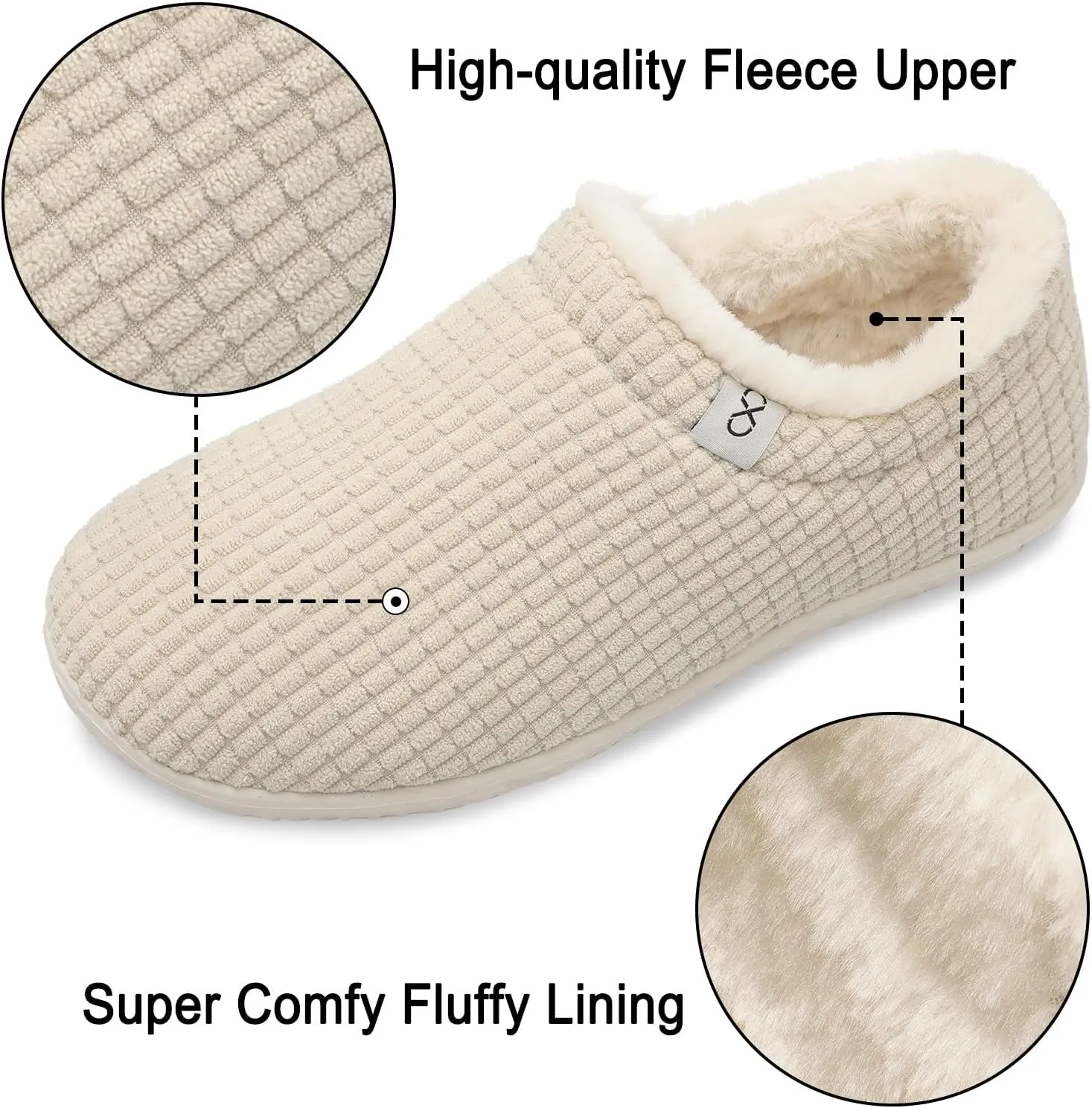 XIHALOOK Womens Mens Fuzzy Slippers Lightweight Closed Back House Shoes Slip on for Indoor Outdoor