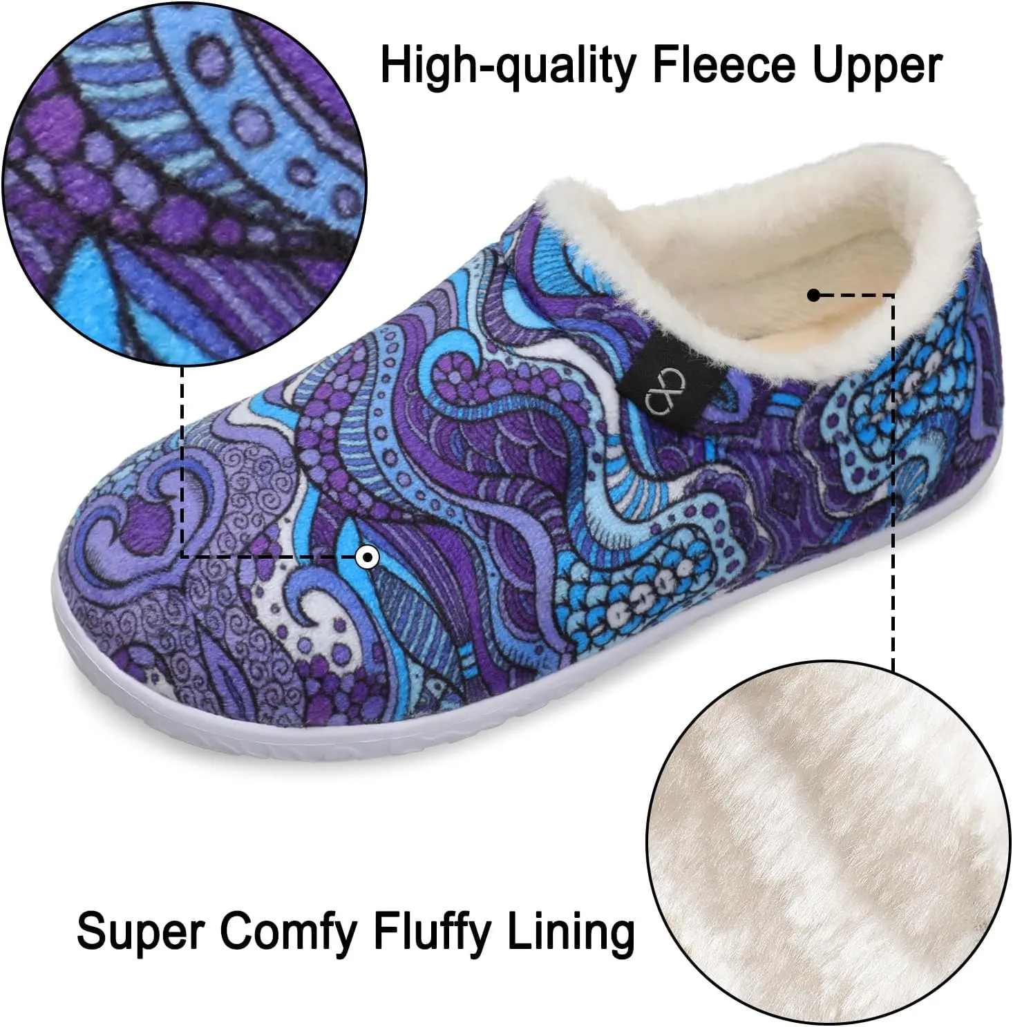 XIHALOOK Womens Mens Fuzzy Slippers Lightweight Closed Back House Shoes Slip on for Indoor Outdoor