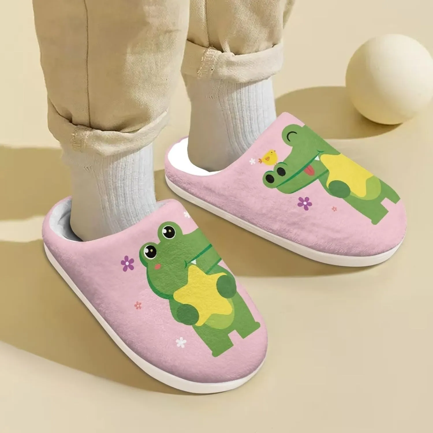 Xpyiqun Little Kid Slippers House Shoes Girls Boys Slip On Slippers Cozy Warm Soft Plush Winter Home Slippers Size 9-14.5