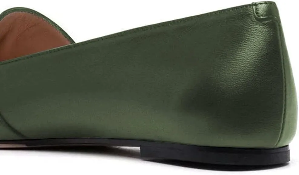 YDN Women Chic Closed Toe Ballet Flats Metal Chain Slip On Pumps Loafers Soft Walking Shoes