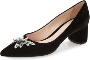 YDN Women Chunky Low Heel Pumps Pointy Toe Suede Slip On Classic Casual Block Shoes