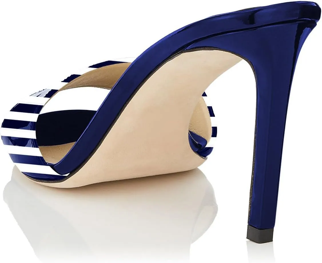 YDN Women Open Toe High Heel Sandals Slip On Mules Sexy Stilettos Pumps Party Slide Shoes Size 4-15 US