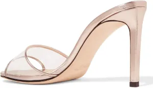 YDN Women Open Toe High Heel Sandals Slip On Mules Sexy Stilettos Pumps Party Slide Shoes Size 4-15 US