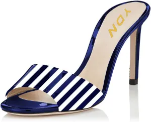 YDN Women Open Toe High Heel Sandals Slip On Mules Sexy Stilettos Pumps Party Slide Shoes Size 4-15 US