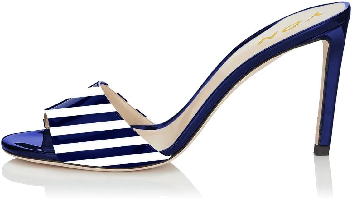 YDN Women Open Toe High Heel Sandals Slip On Mules Sexy Stilettos Pumps Party Slide Shoes Size 4-15 US