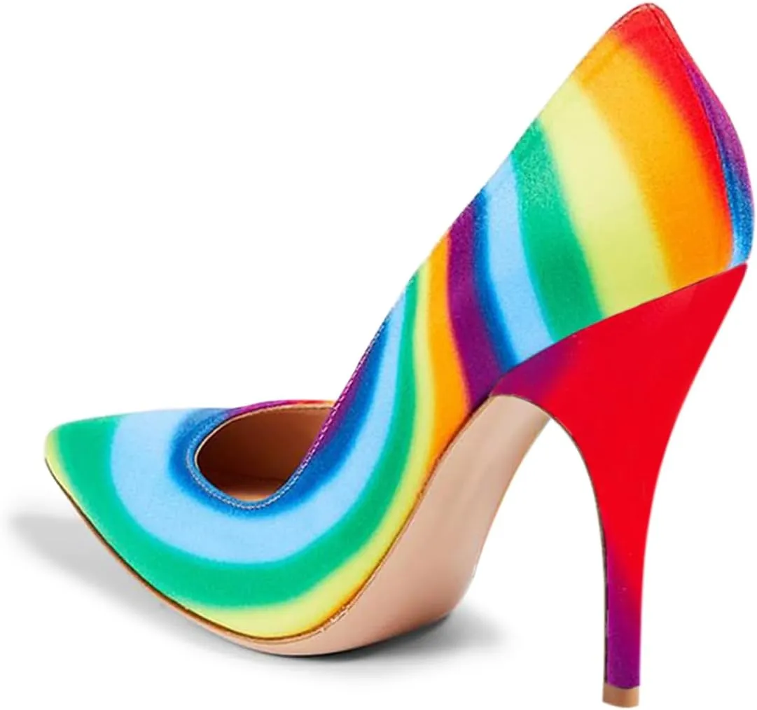 YDN Women's Chic Pointed Closed Toe Mid Heel Pumps Slip on Stiletto Slide Dress Shoe for Party Prom Size 4-15 US