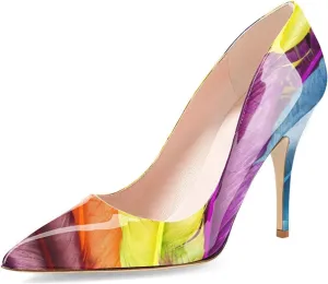 YDN Women's Chic Pointed Closed Toe Mid Heel Pumps Slip on Stiletto Slide Dress Shoe for Party Prom Size 4-15 US
