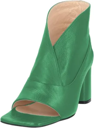YDN Women's Open Square Toe Ankle Booties Chunky Block High Heels Pull On Backless Sandal Boots Dress Party Stylish Shoes Size 4-16 US