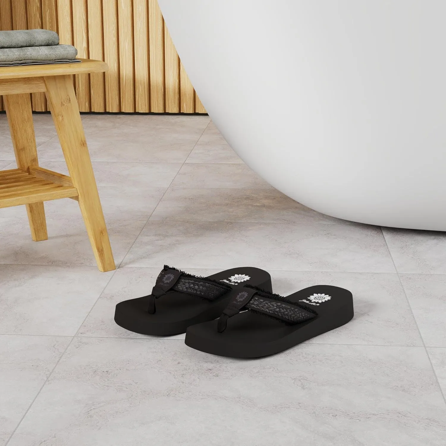 Yellow Box Fianni Flat Slip On Slide Thong Sandal Black