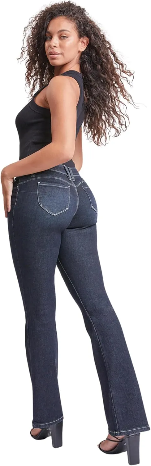 YMI Women’s Sustainable Wannabettabutt Mid Rise Bootcut Jeans, P170937