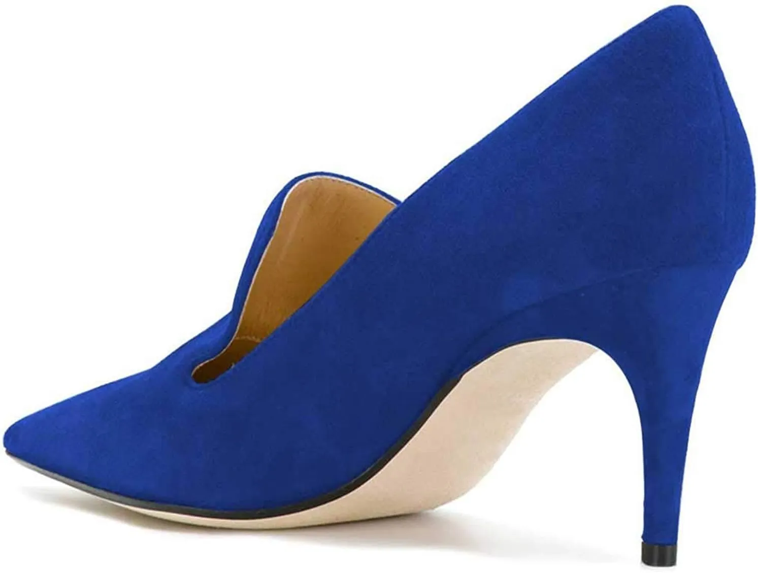 YODEKS Womens Kitten Heel Pumps Point Toe Mid Heels Slip On 6.5cm Stiletto Heels Pumps Dress Party Office Shoes