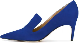 YODEKS Womens Kitten Heel Pumps Point Toe Mid Heels Slip On 6.5cm Stiletto Heels Pumps Dress Party Office Shoes