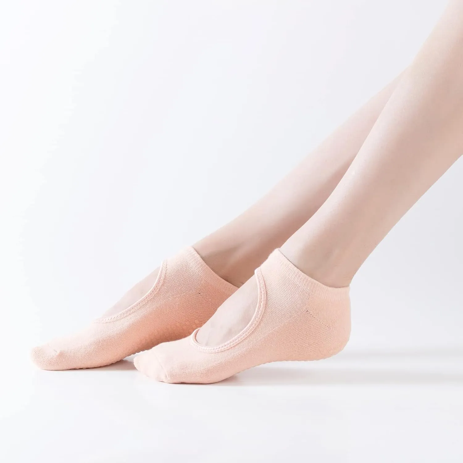 Yoga Pilates Toe Socks Toeless Socks with Grips for Women Non Slip Cushioned Low Cut Ankle Socks for Dance