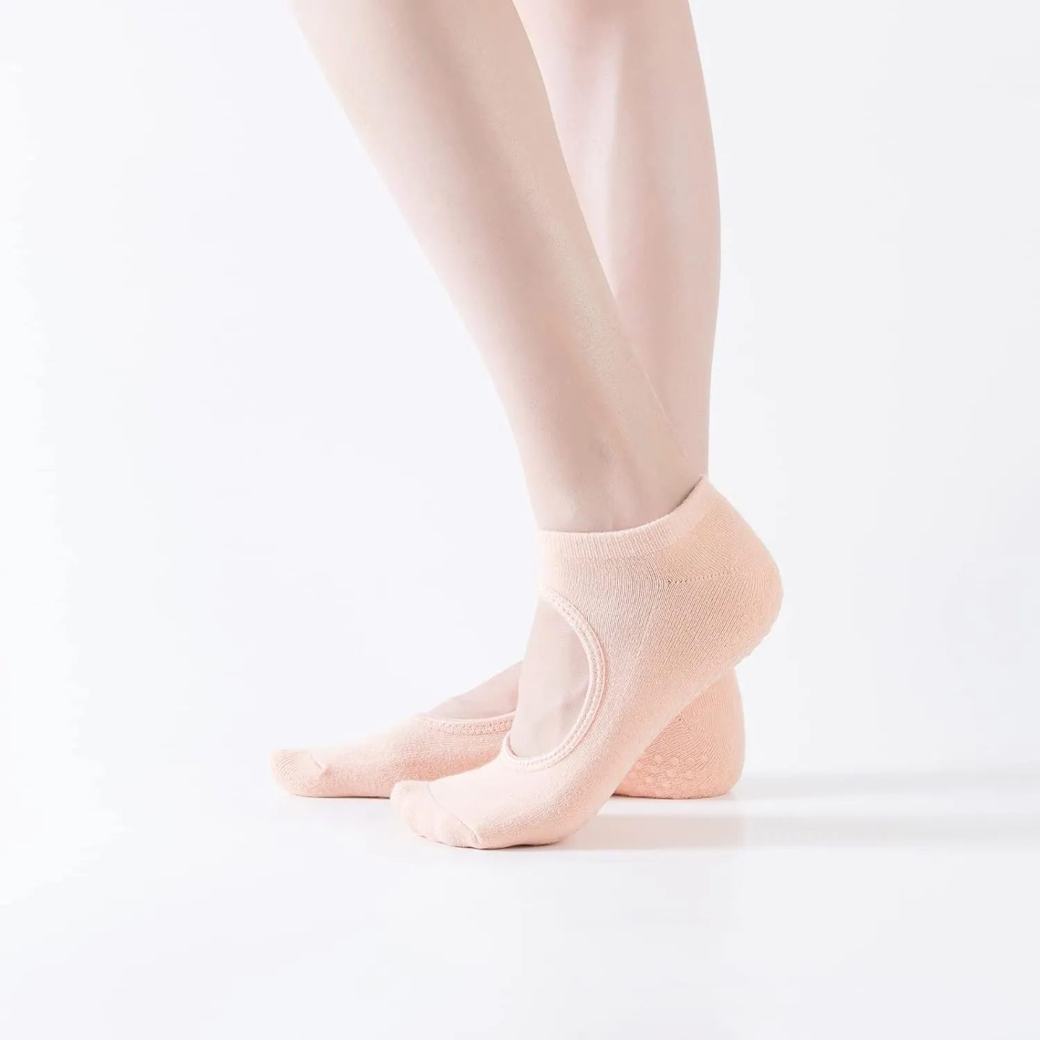 Yoga Pilates Toe Socks Toeless Socks with Grips for Women Non Slip Cushioned Low Cut Ankle Socks for Dance