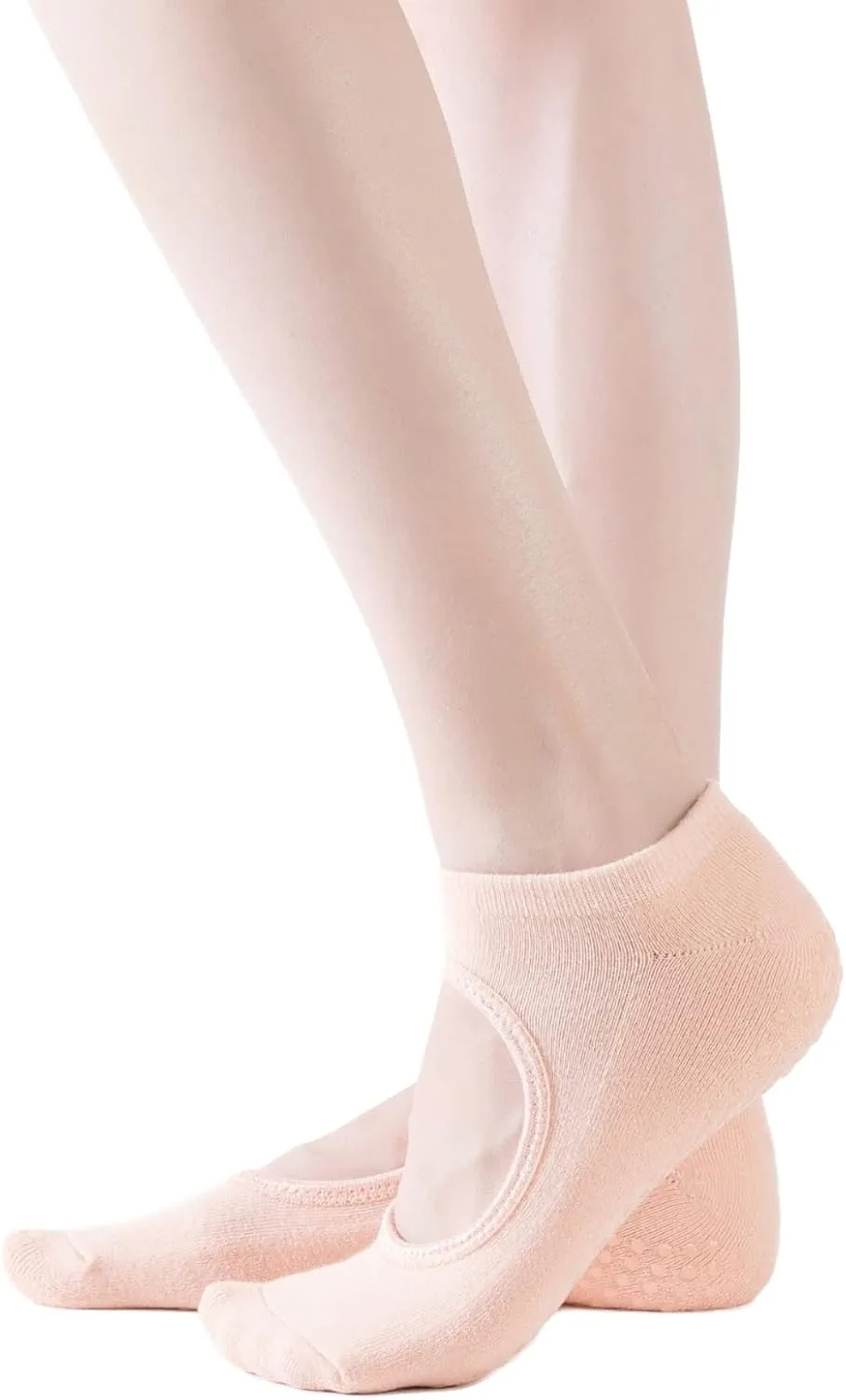 Yoga Pilates Toe Socks Toeless Socks with Grips for Women Non Slip Cushioned Low Cut Ankle Socks for Dance