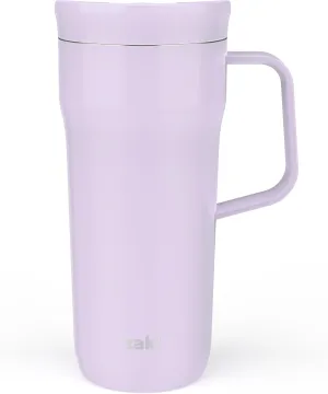 Zak Designs Harmony Tumbler for Travel or At Home, 20oz Recycled Stainless Steel is Splash-Proof and Vacuum Insulated with Slide Lid and Handle (Smoky Lilac Purple)