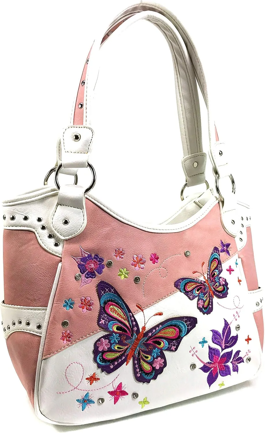 Zelris Butterfly Flower Season Embroidery Conceal Carry Tote Handbag Purse Set