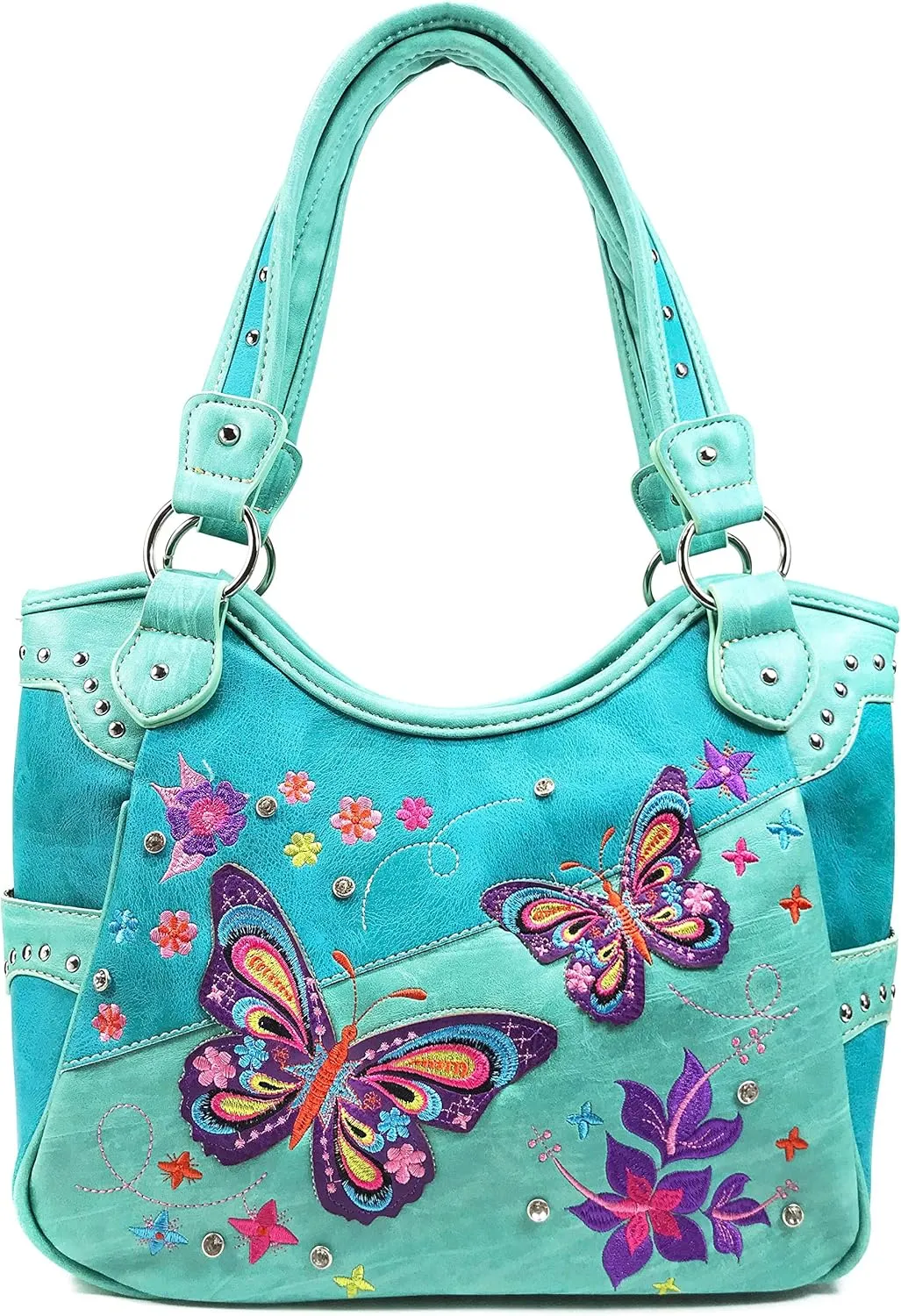 Zelris Butterfly Flower Season Embroidery Conceal Carry Tote Handbag Purse Set