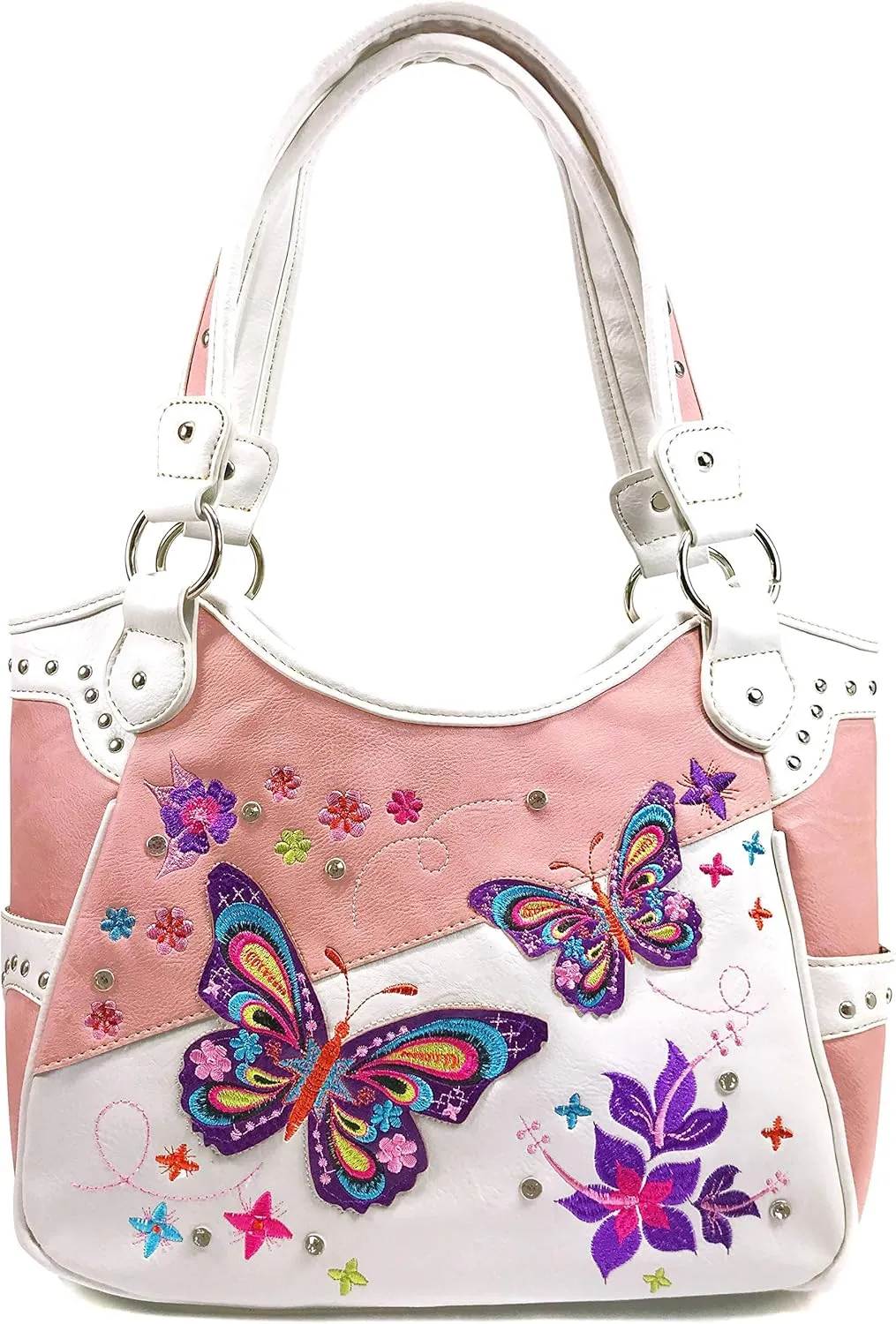 Zelris Butterfly Flower Season Embroidery Conceal Carry Tote Handbag Purse Set