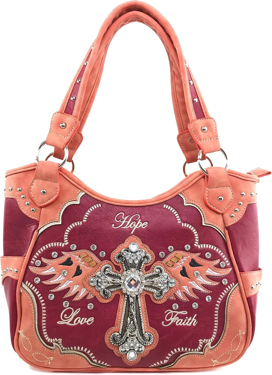 Zelris Faith Love Hope Cross Angel Wing Women Conceal Carry Women Tote Purse
