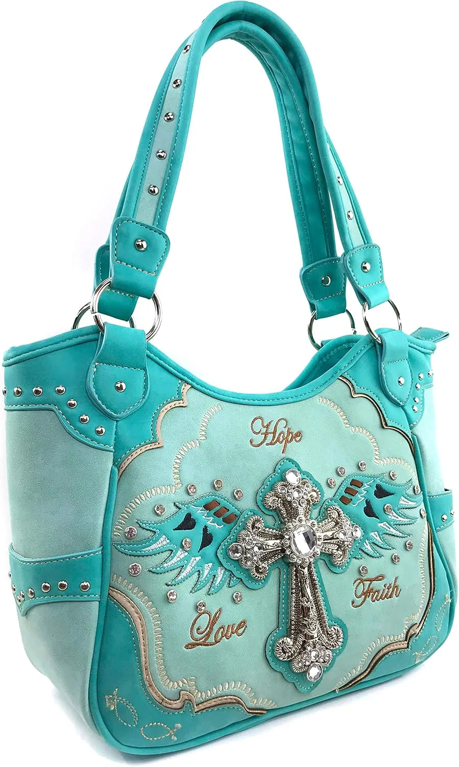 Zelris Faith Love Hope Cross Angel Wing Women Conceal Carry Women Tote Purse