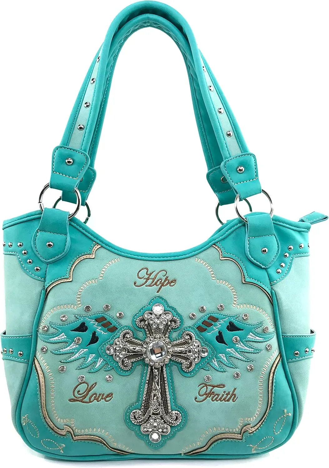 Zelris Faith Love Hope Cross Angel Wing Women Conceal Carry Women Tote Purse