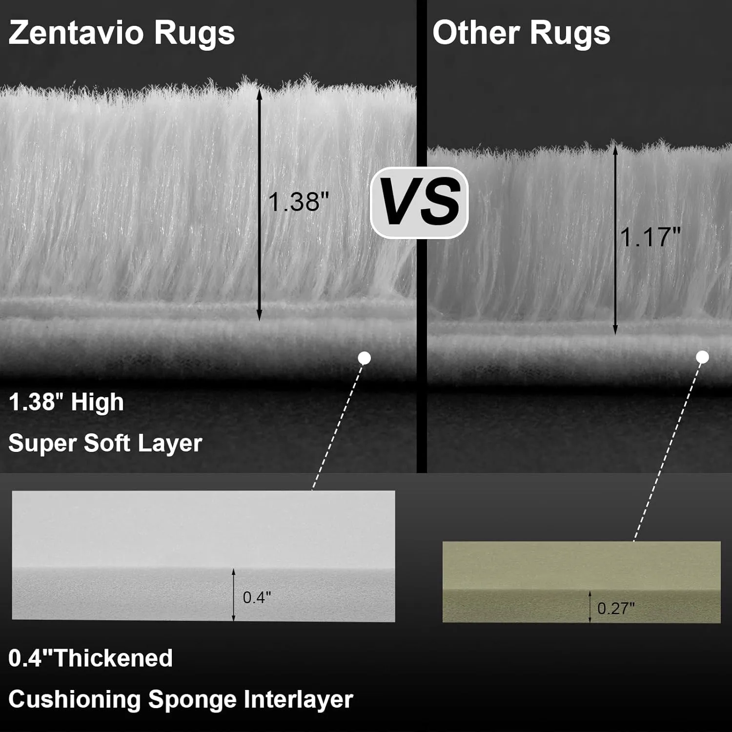 Zentavio White Living Room Rugs 9x12 Large Area Rugs for Bedroom Soft Fluffy Furry Shag Aesthetic Carpet Plush High Pile Floor Rug for Nursery Kids Room Dorm Home Decor