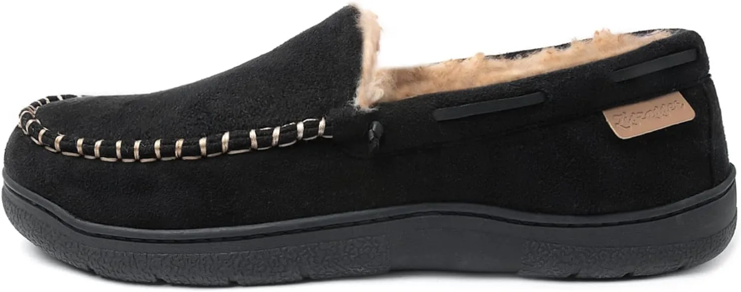 Zigzagger Men's Moccasin Slippers Memory Foam House Shoes, Indoor and Outdoor Warm Loafer Slippers
