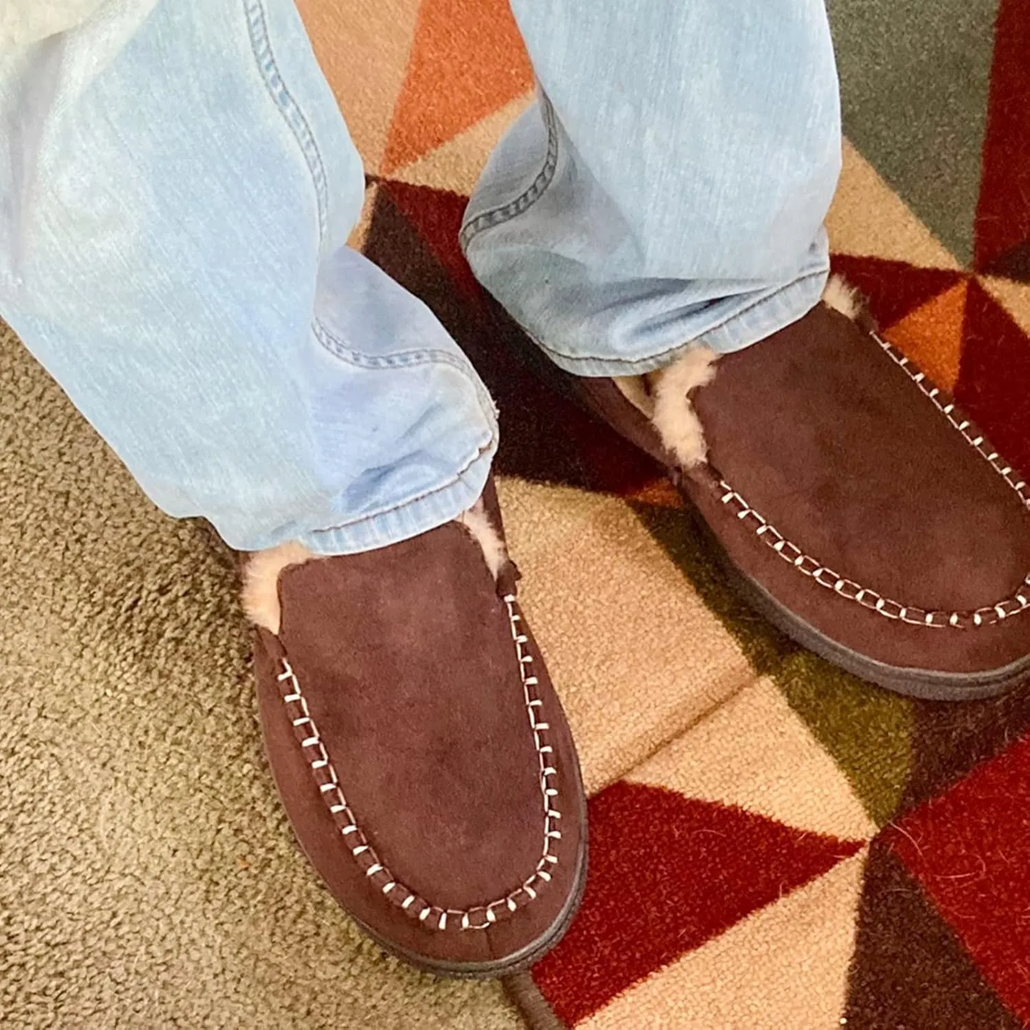 Zigzagger Men's Moccasin Slippers Memory Foam House Shoes, Indoor and Outdoor Warm Loafer Slippers
