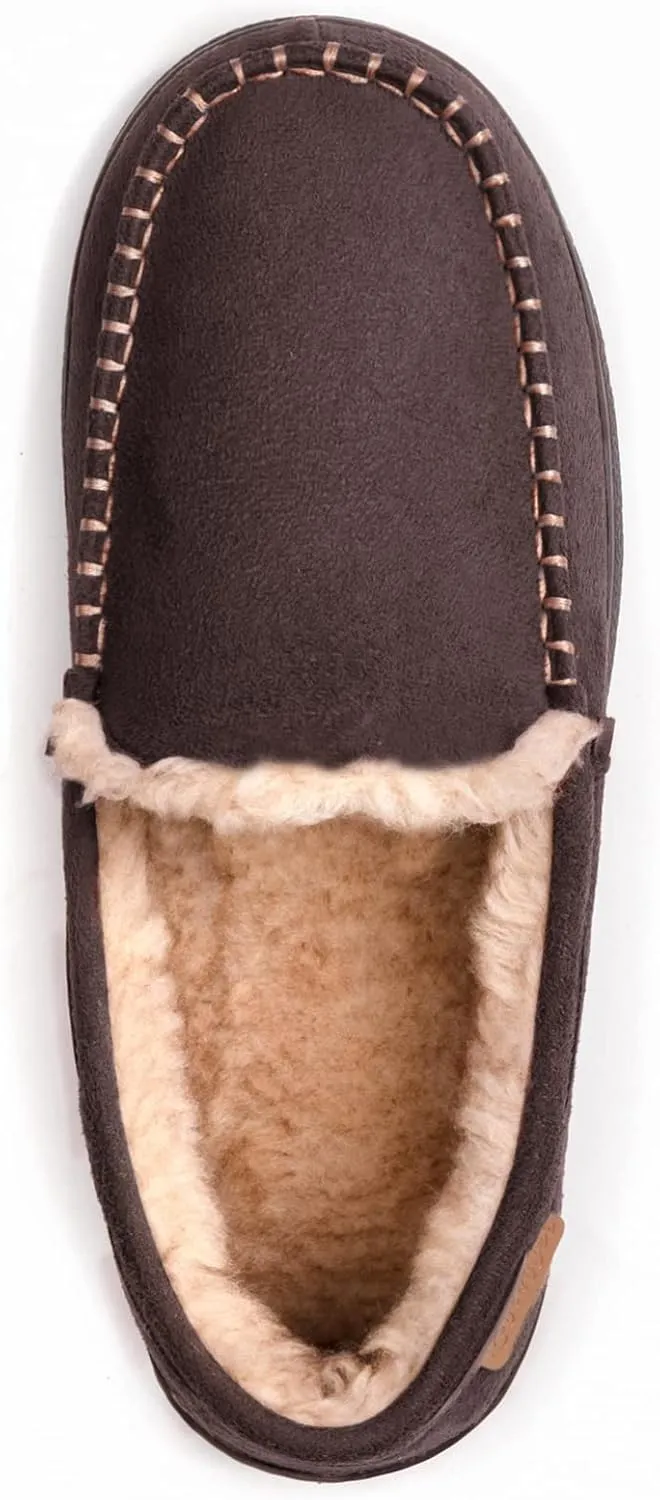 Zigzagger Men's Moccasin Slippers Memory Foam House Shoes, Indoor and Outdoor Warm Loafer Slippers