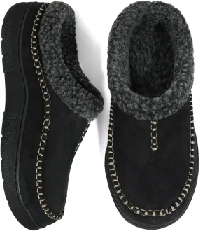 Zigzagger Men's Slip On Moccasin Slippers, Indoor/Outdoor Warm Fuzzy Comfy House Shoes, Fluffy Wide Loafer Slippers