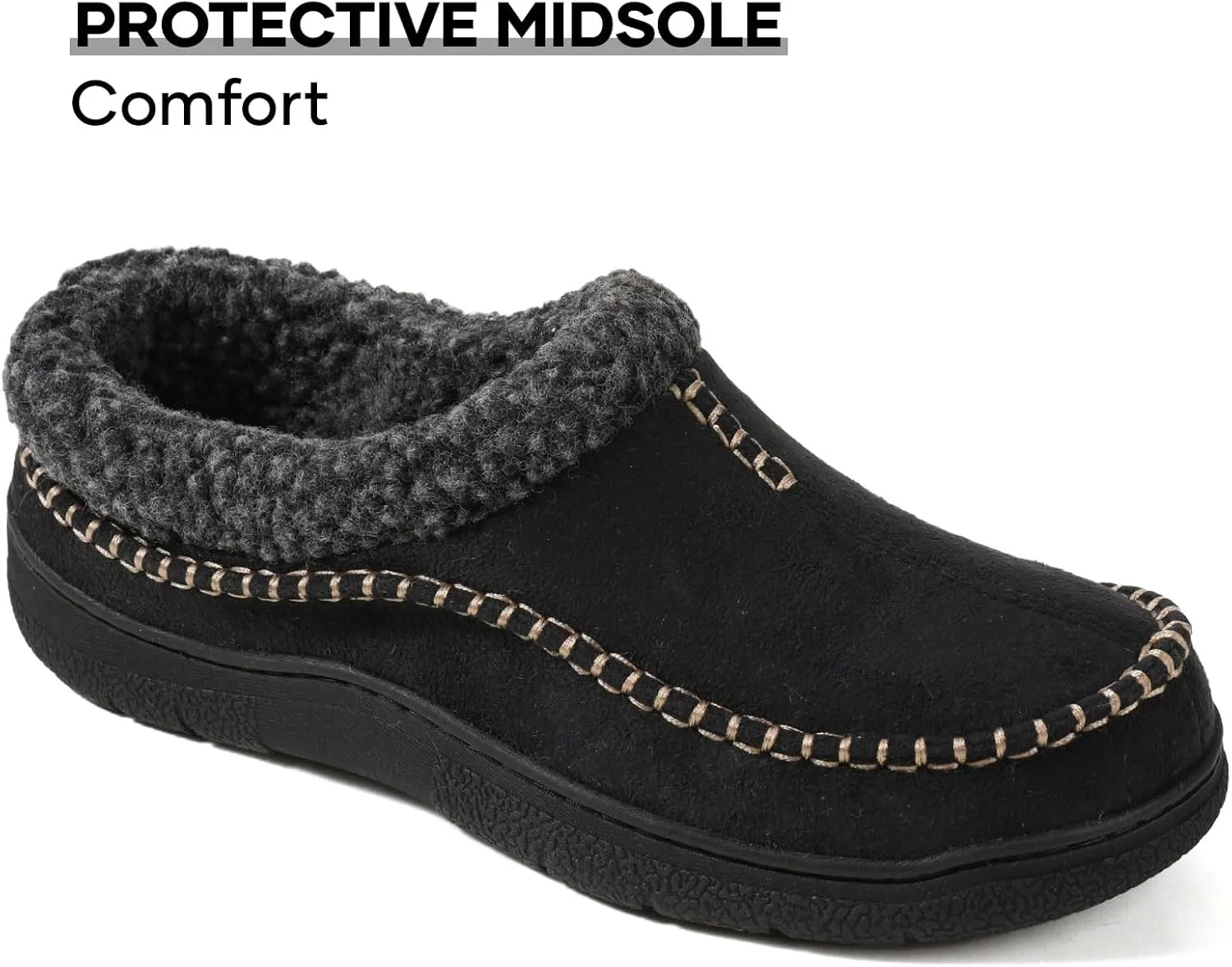 Zigzagger Men's Slip On Moccasin Slippers, Indoor/Outdoor Warm Fuzzy Comfy House Shoes, Fluffy Wide Loafer Slippers