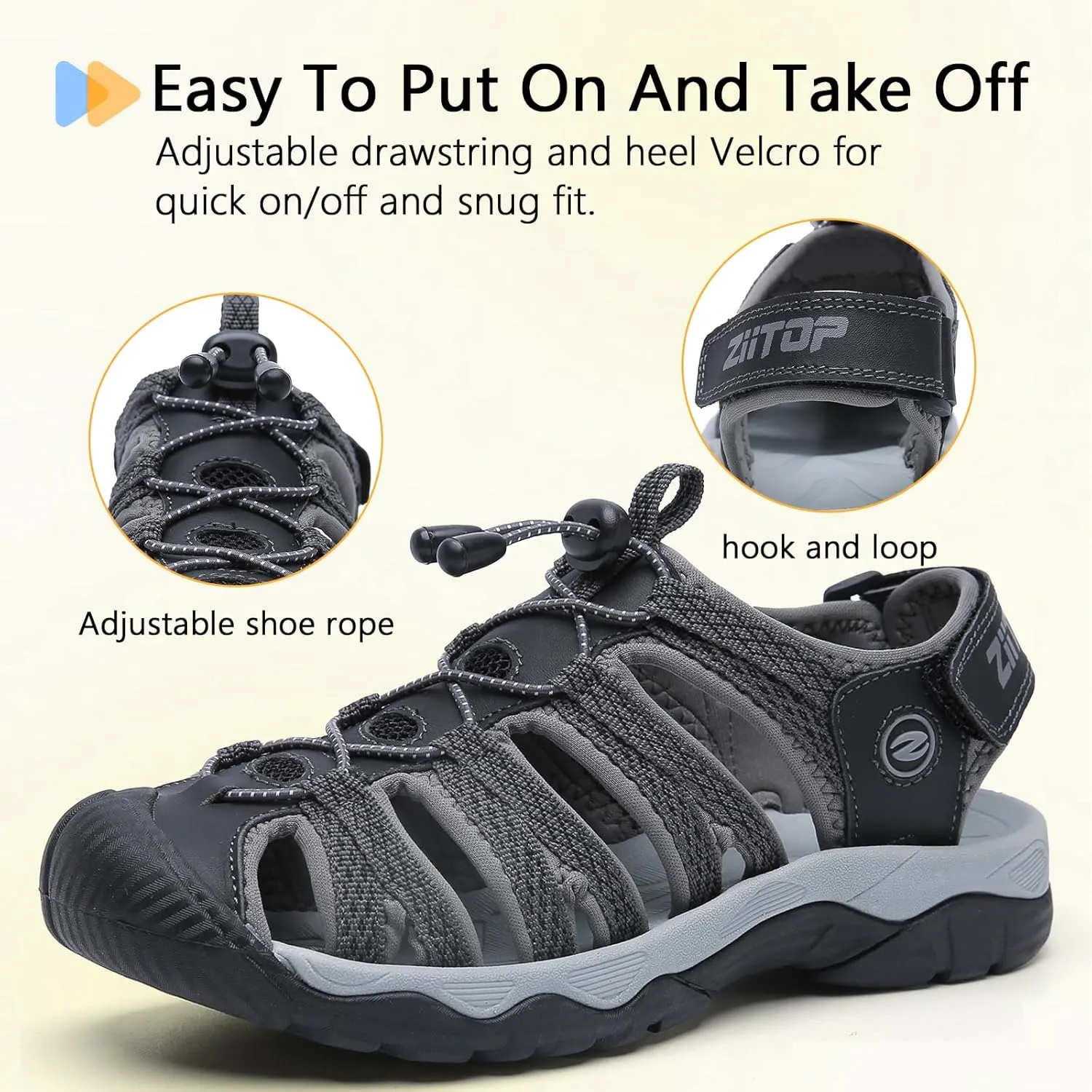 ziitop Womens Hiking Sandals Closed Toe Summer Outdoor Adventurous Beach Sandals Lace Adjustable Double Buckle Water Shoes