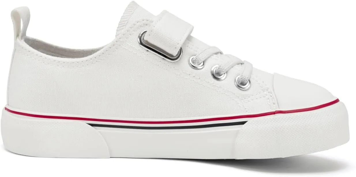 Zoroadke Toddler Boys and Girls Sneakers Low Top Adjustable Strap Canvas Shoes for Kids