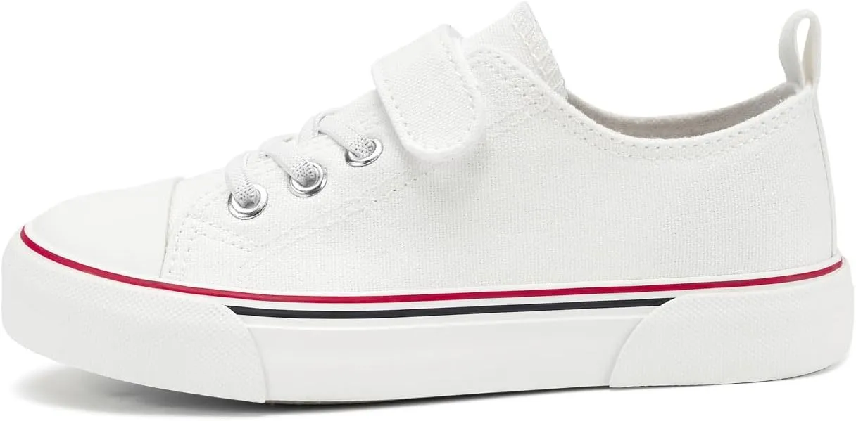 Zoroadke Toddler Boys and Girls Sneakers Low Top Adjustable Strap Canvas Shoes for Kids