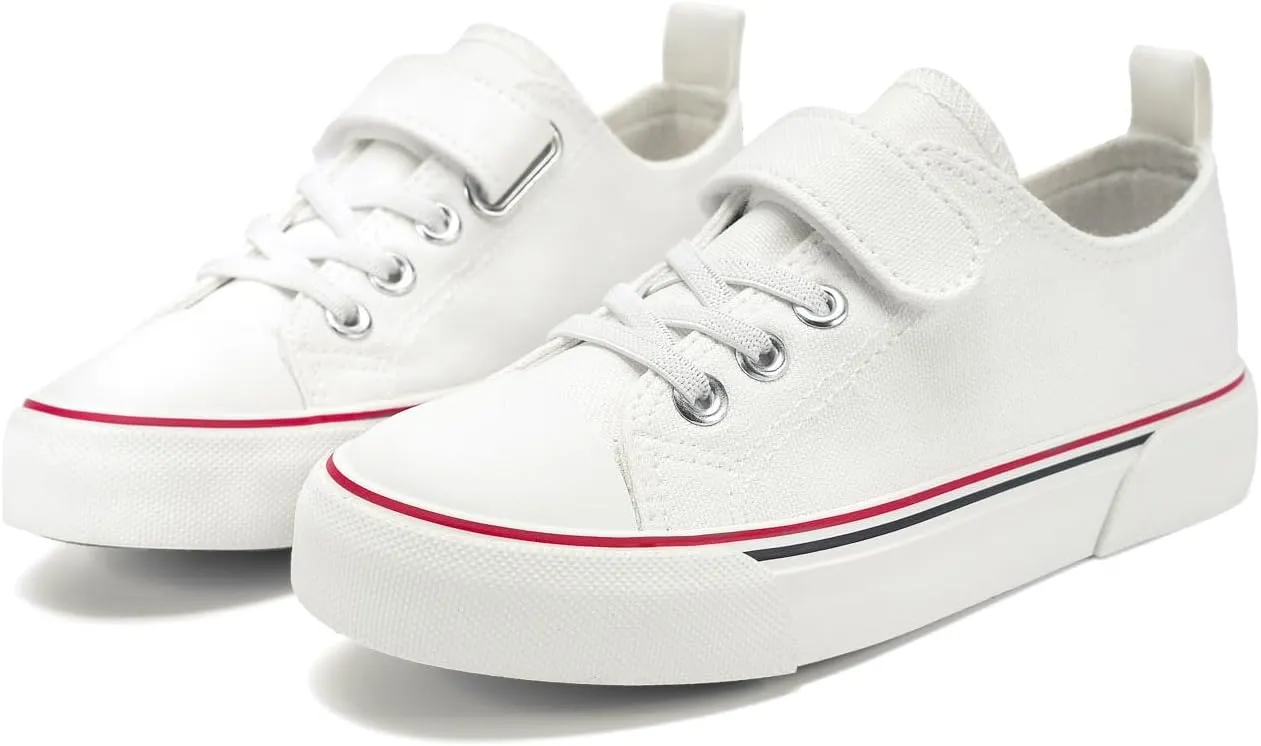 Zoroadke Toddler Boys and Girls Sneakers Low Top Adjustable Strap Canvas Shoes for Kids
