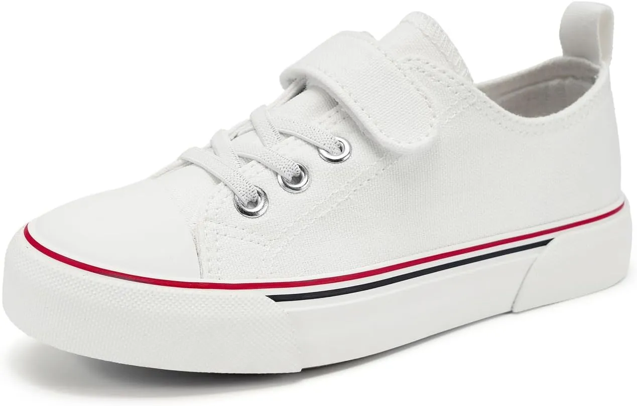 Zoroadke Toddler Boys and Girls Sneakers Low Top Adjustable Strap Canvas Shoes for Kids