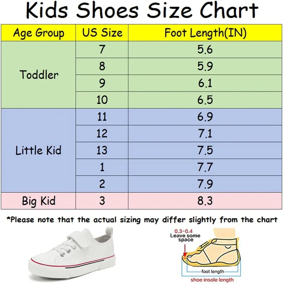 Zoroadke Toddler Boys and Girls Sneakers Low Top Adjustable Strap Canvas Shoes for Kids