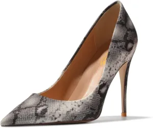 Zszszsu Women's Closed Pointed Toe Pumps Sexy Snakeskin Stiletto High Heels Slip On 4 Inch Dress Formal Party Wedding Basic Shoes Size 4-16 US